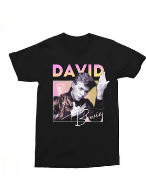 Unisexs Retro Printed Tshirt  Classic Bowie Design Retro Music Tshirt Ideal for Party and Casual Daily Wear