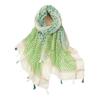 New Small Fresh Green Versatile Artistic Cotton Hemp Tassel Scarf Travel Thin Vacation Sunscreen Shawl