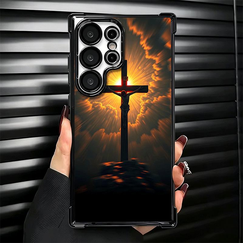 God Jesus Pray Cross Bible Plating Phone Case For Samsung Galaxy S24 S25 FE S26 Edge S23 Ultra S22 S21 Plus S20 Anti-Fall Airaba