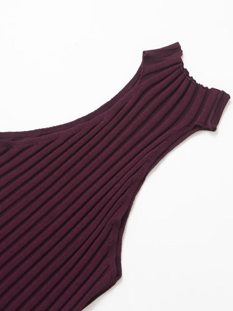 2025 Spring Women's Knitted Halter Top & Midi Skirt Set