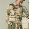 Camicie Top Stampa Floreale Vintage Donna Verde Primavera Camicette Rami Manica Lunga Camicie Donna