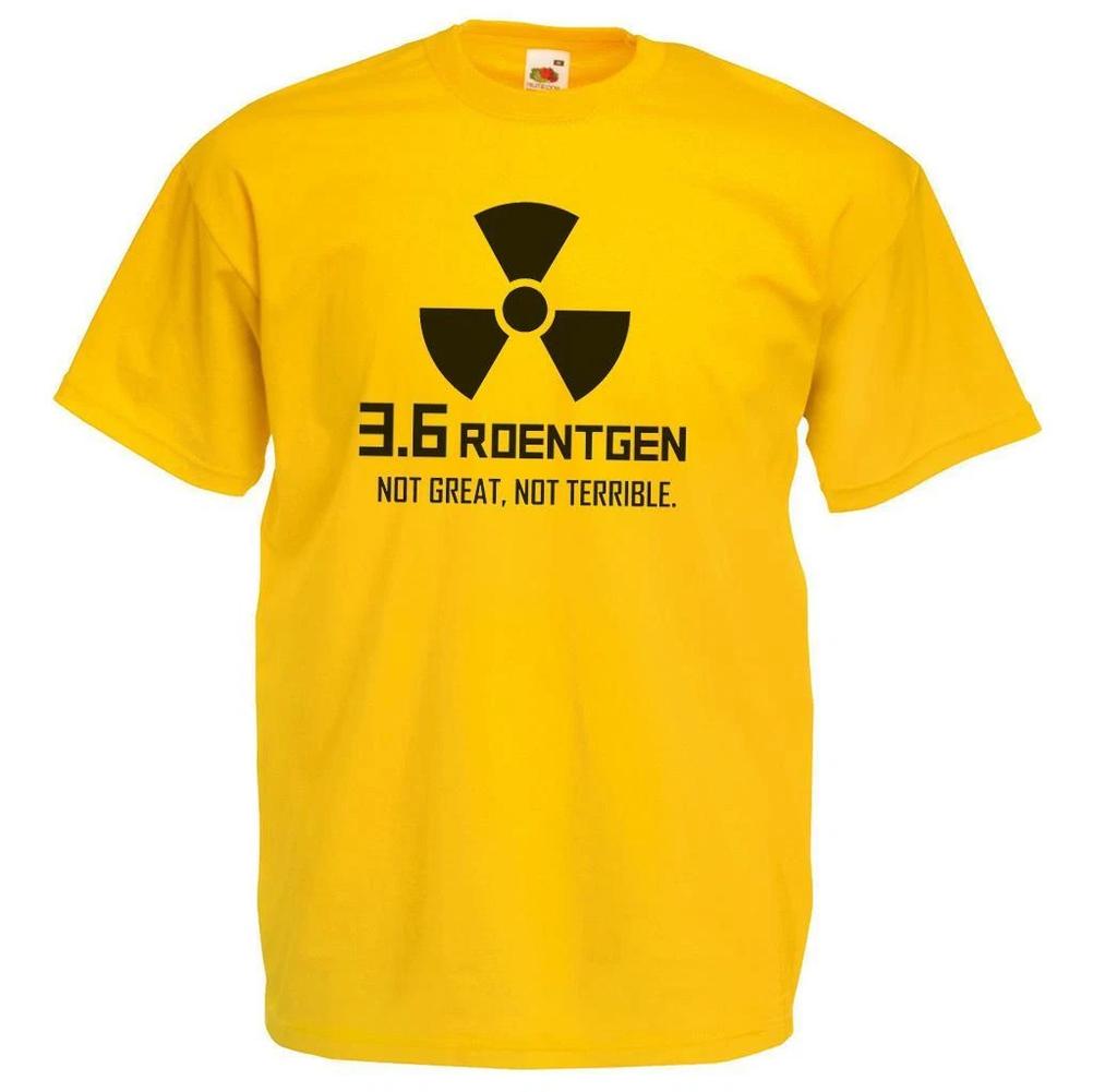 Erwachsene Tschernobyl 3,6 Röntgen Nicht Großartig Nicht Schrecklich Unisex Gelb 100% Baumwolle T-Shirt Herren T-Shirts Oberteil