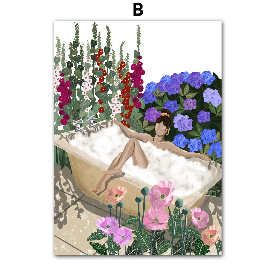 Buntes Mädchen Blume Buch Meer Strand Auto Wandkunst Leinwandmalerei Poster und Drucke Hotel Bar Bild für Wohnzimmer Dekoration