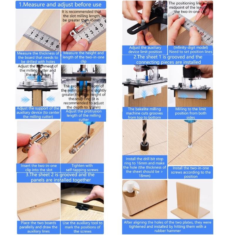 2 in 1 Slotting Assistant Positioner Limiter Set Accuracy Marking Adjustable Fence Limiter for Cabinet Assembly