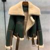 Large Size Women'S Winter Clothing Large Lapel Locomotive Clothing Women'S Thickened Short Imitation Fur Integrated Imitation Sheep Shearing Jacket
