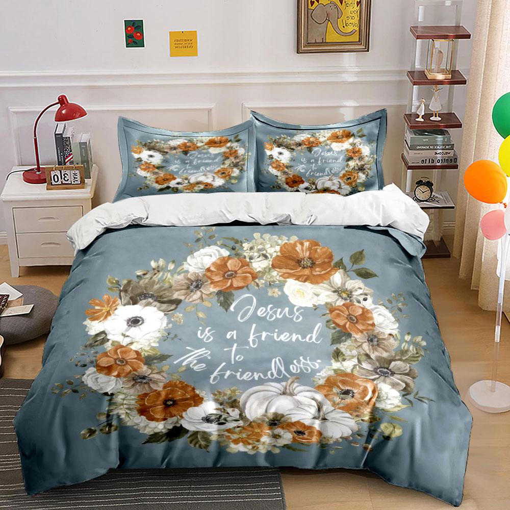 "Floral Autumn Theme Gift Set" kid's and adults' bedroom decor, Exquisite three-piece bedding set gift