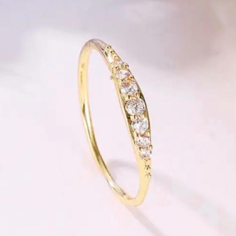 

Huitan Daily Wear Women Rings Statement 3 Metal Colors Simple Stylish Thin Rings with Shiny CZ Stone Minimalist Zircon 12
