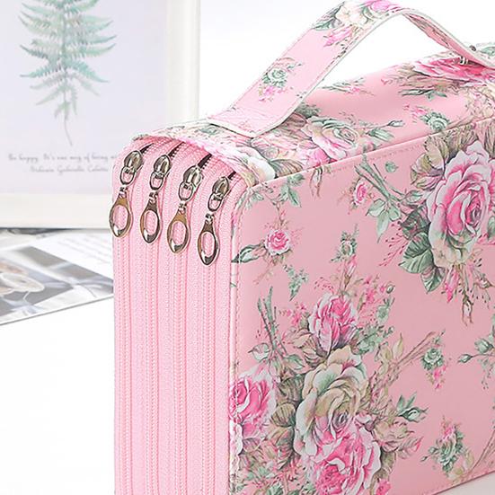 Colored 200 Slots Pencil Holder with Zipper Multi-layer Pencil Case Organizer Portable Pen Bag with Handle for Watercolor Pens Markers