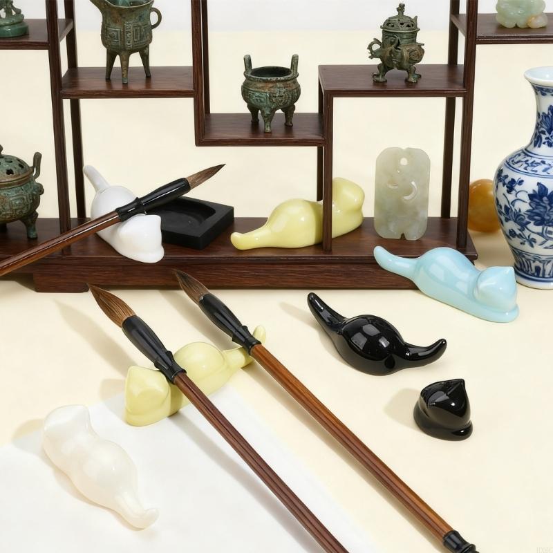 Pack Of 6 Ceramic Paint Brush Holders Cats Themed Desk Organizers For Artists Writers Makeup Tool Easy Cleaning HX6C