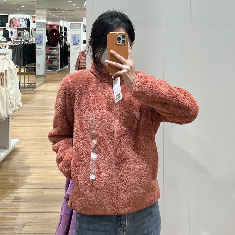 

2025 Women s Coral Long Pile Fleece Zipper Jacket - Autumn/Winter Collection XXXL оранжевый