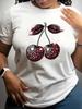 Women's Cherry Print Short-Sleeve Top with Free Shipping - European & American Style