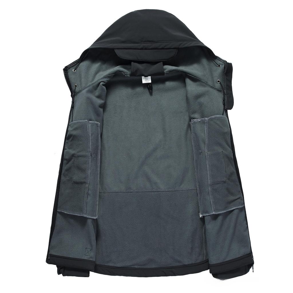 Men's Waterproof Windproof Soft Shell Jacket for Autumn/Winter - Warm, Velvet-Lined for Mountaineering, Skiing, and Cycling.
