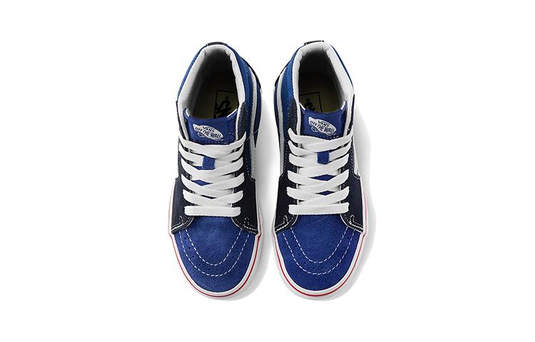 Vans SK8 Slip Resistant Abrasion Resistant High Top Kids' Skateboarding Shoes Blue Black Children Aged 3 7 Years Old VN0A4BUW2ND