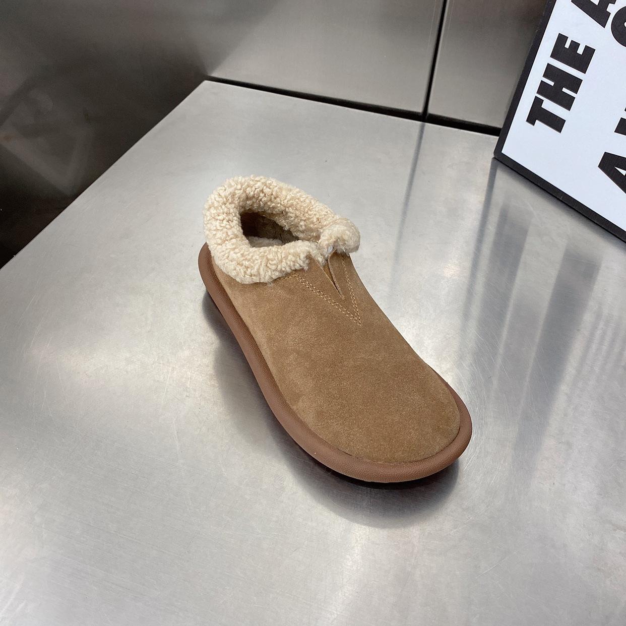 

Женская обувь на плоской подошве, ленивые туфли с одним педалем, новые осенне-зимние плюшевые теплые пушистые туфли 40