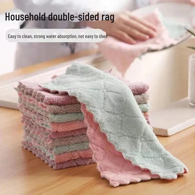 Thick Water Absorbent Kitchen Dish Cloth: Degreasing, Multifunctional, One-Piece