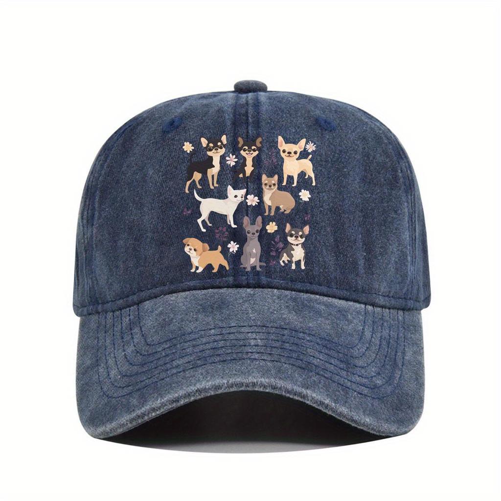 Chihuahua Dogs Print Baseball Cap Adjustable Polyester Casual Sun Protection Baseball Hat for Adults