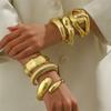 Exaggerated Geometric Wide Cuff Bangles for Women Men Punk Hip Hop Chunky Gold Silver Color Statement Bracelet Jewelry Gift
