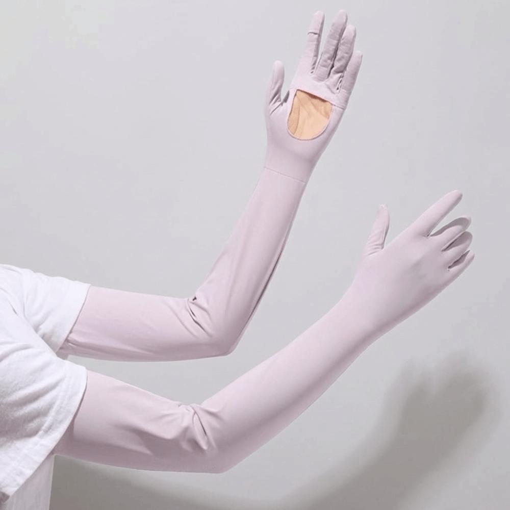 Solid Color Ice Silk Arm Sleeve Non-slip Summer Arm Cover Women's Gloves Long Sleeve  Outdoor