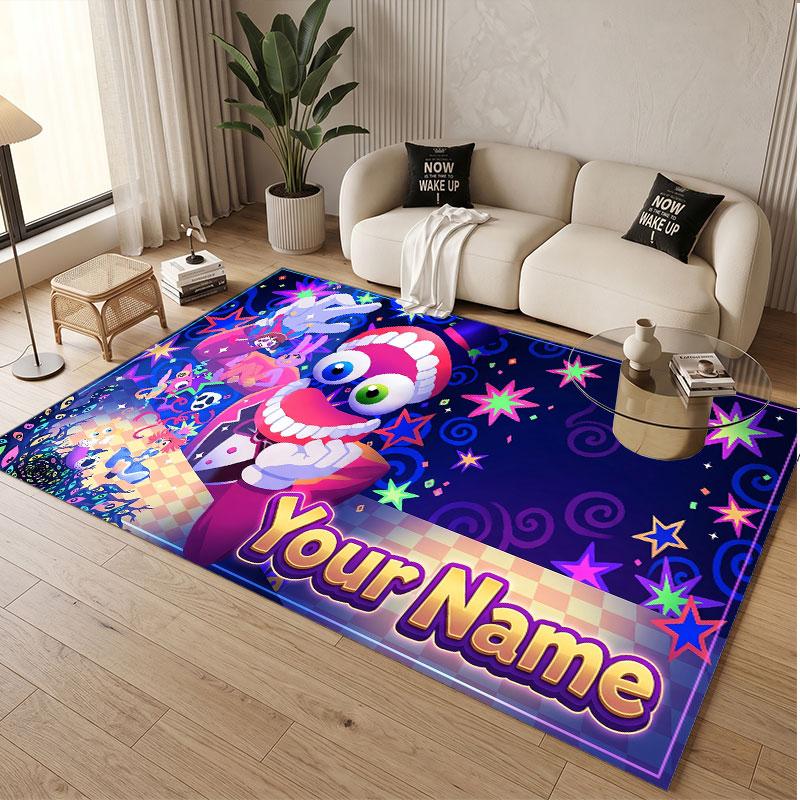 Custom Name Text Crystal Velvet Rug,The Amazing Digital Circus Soft Plush Decorative Non Slip Floor Carpet