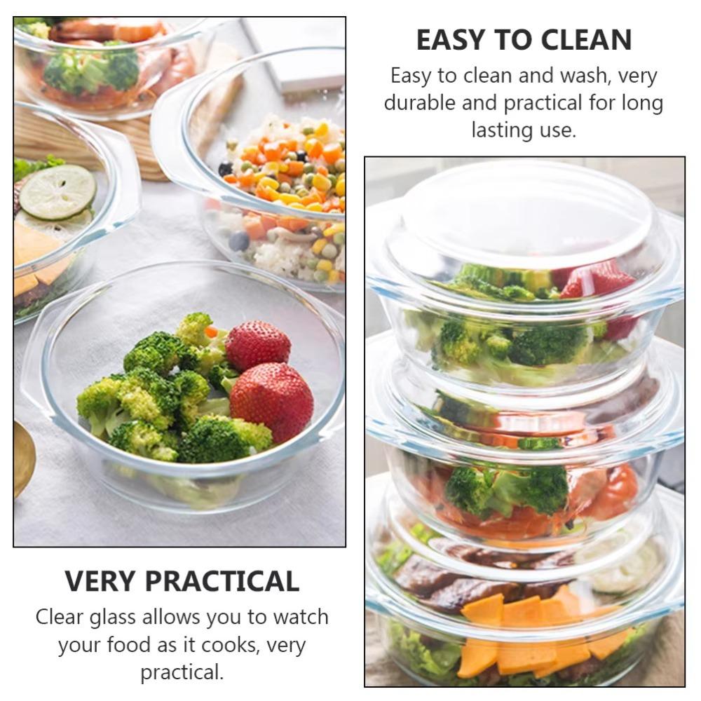 Krystallskål med høy borosilikatglass Varmebestandig husholdningskokegryte Matoppbevaringsbeholder