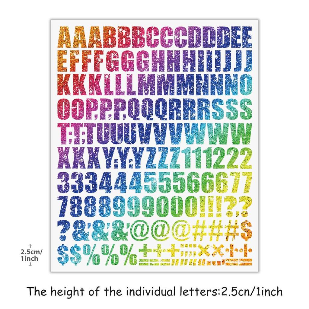 1-inch clothing bag letter stickers, A-Z and 0-9 number glossy stickers,DIY T-shirt stickers, heat transfer stickers with patterns,easy to print