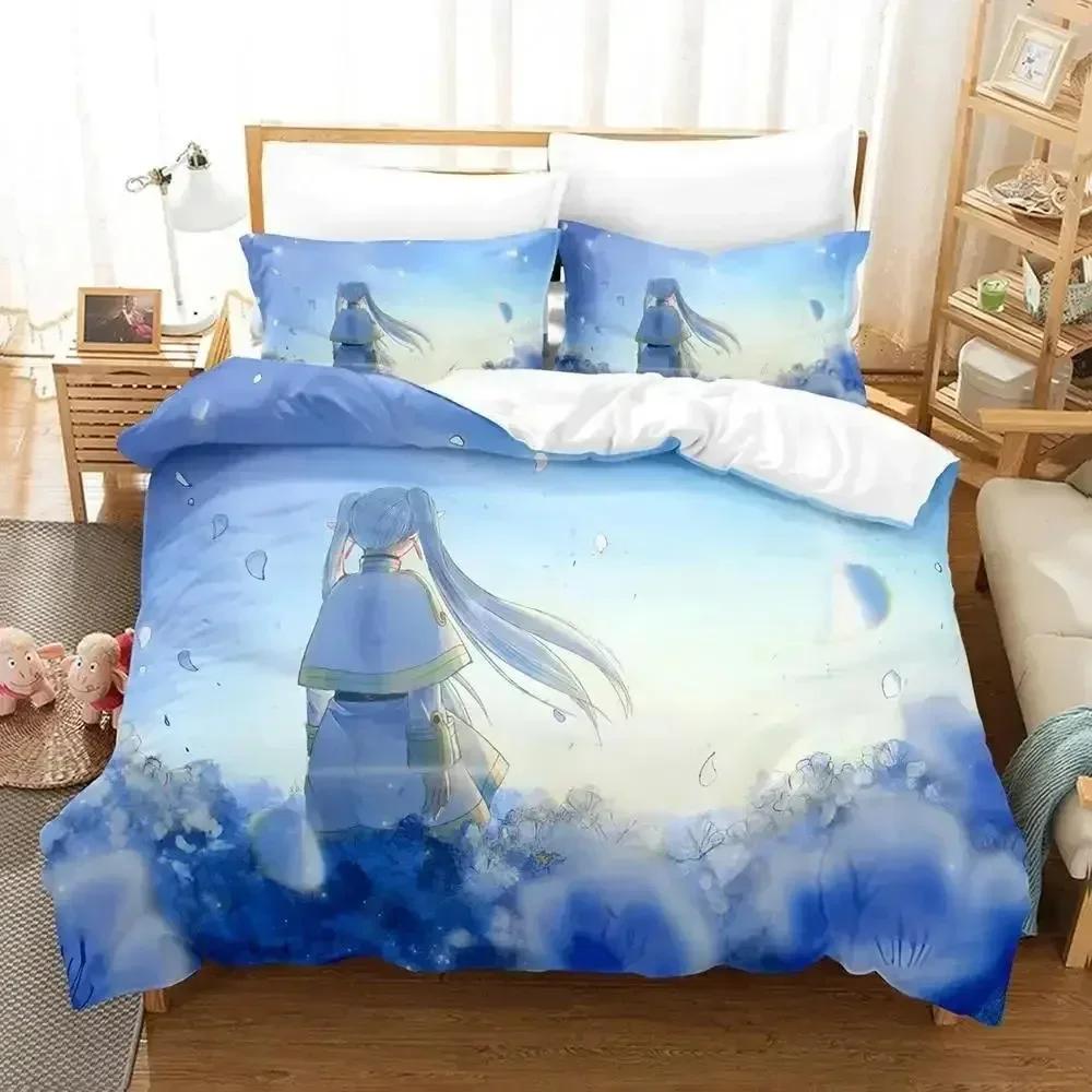 3D Print Anime New Frieren Printed Bed Set Duvet Cover Pillowcase Bedding Set Bed Linen Sheet Quilt Cover Full Queen King Size