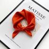 Silk Square Scarf: Solid Color Rolled Edge Headscarf for Women (53cm)