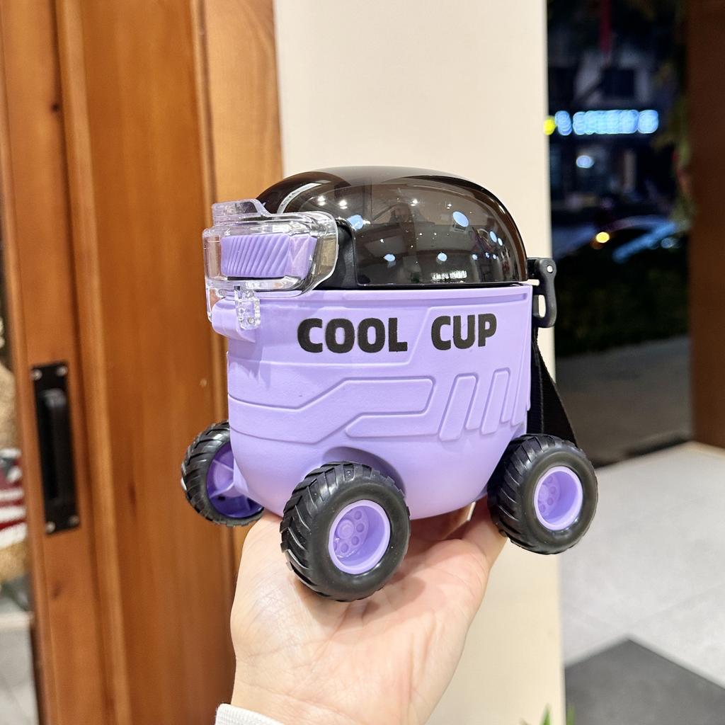 550ml Cute Portable Water Bottle with Handle Kid Car Straw Water Cup Bus Shape Children's Water Bottle Drinking Cup