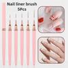 5pcs Nail Art Liner Brush Set UV Gel Nail Brushes Kits French Stripe Line Painting Drawing Flower Pen Professional Manicure Tool