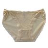 French Lace Trim Mid-Waist Women's Panties - Comfortable Bow Design, Translucent Triangle Style
