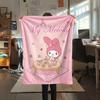 1PC My Melody Pink Print Flannel Blanket, High quality All Seasons, Home Decor, Warmth and Comfort, Perfect for Christmas Gifts