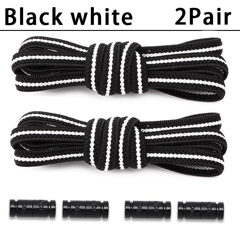 2Pair New Colorful Capsule Lock Shoelaces Without Ties Elastic Laces Sneakers No Tie Shoe Laces Kids Adult 0.6cm Flat Shoelace