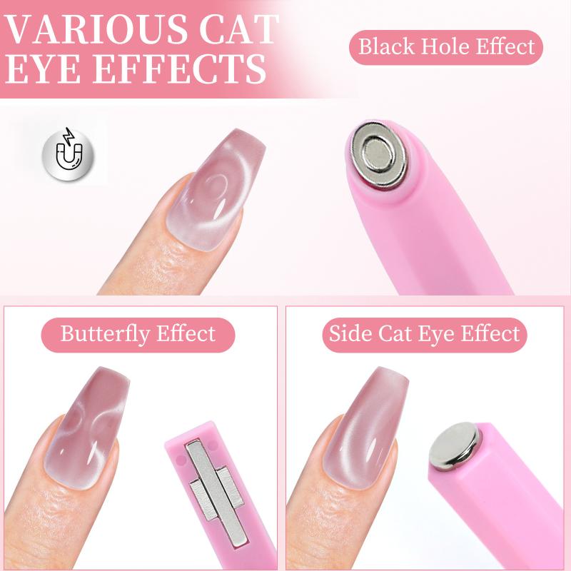 Double-Head Magnet Stick 3 In 1 Ellipse Annular Cat Magnetic Gel Nail Art Strong Magnetic Nails Magnet Pen Diy Manicure Tool