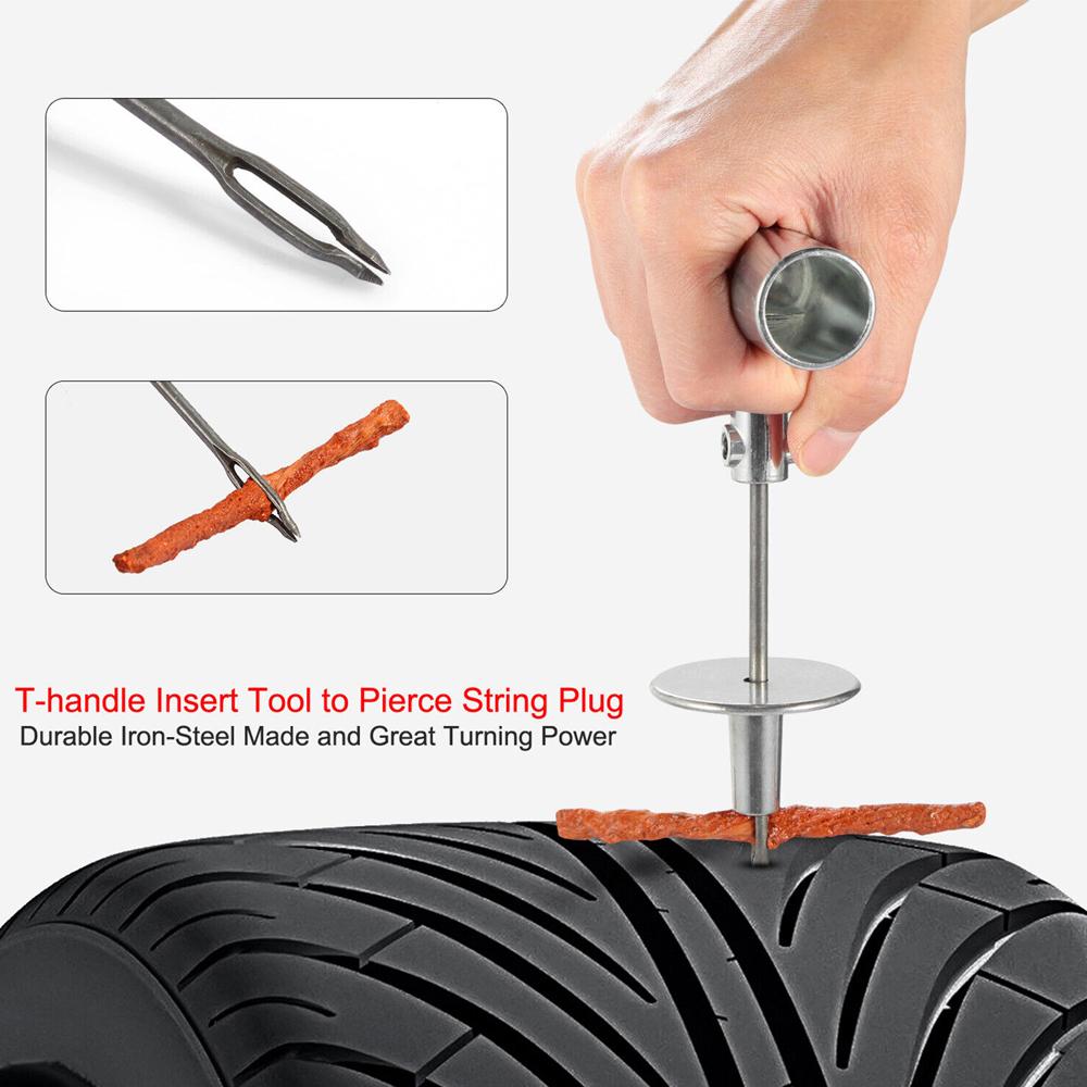 Professionelles 57-teiliges Reifenreparaturwerkzeug-Set DIY für Auto Van LKW ATV Motorrad Zuhause Stopfen Flicken Einsetzwerkzeug-Set mit rotem Koffer