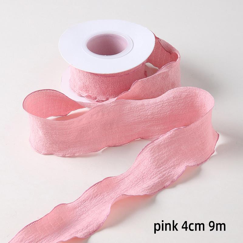 25/40mm 10Yards Candy Color Ribbon Wavy Edge Fishtail Yarn Ribbon for Gift Wrapping DIY Bow Bouquet Cream Style Wrinkled Ribbons