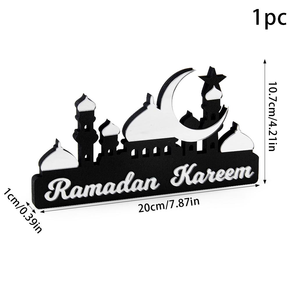 Ramadan Bordsdekoration Trä Akryl Måne Stjärna Slott Eid Mubarak DIY Hem Kareem Ramadan Dekoration Islamisk Muslimsk Fest Gåva