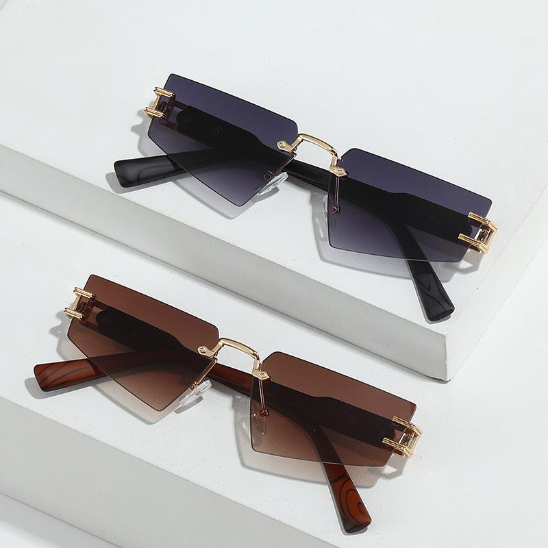 Frameless sunglasses personalized triangle cut edge ladies sunglasses