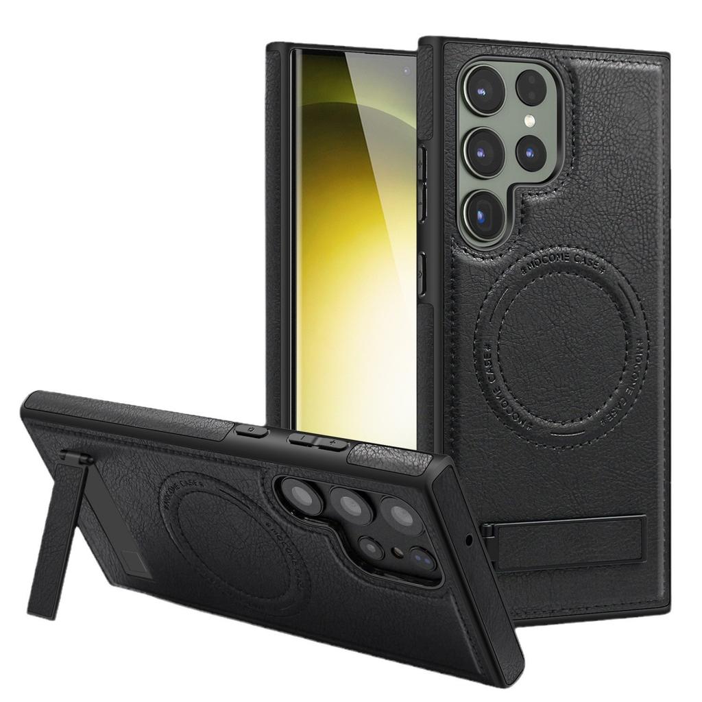 Crystal Shield Leather Case Suitable for Samsung S25 EDGE High End Leather Magnetic Suction Mobile Phone Case S24ultra Stealth Bracket