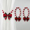 1 Pair Xmas Charm Curtain Tiebacks Wooden Bead Christmas Curtain Ties Beaded Curtain Holdbacks for Drapes Living Room Bedroom Nursery Decor