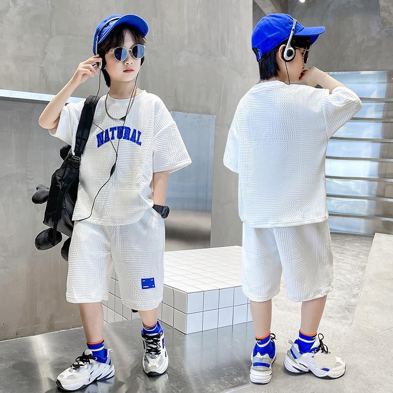 Boys Summer Casual Sets Thin Handsome T-shirt + Loose Shorts 2Pcs Kids Sportswear Loungewear Outfit Teenager Suit 5-14 Years