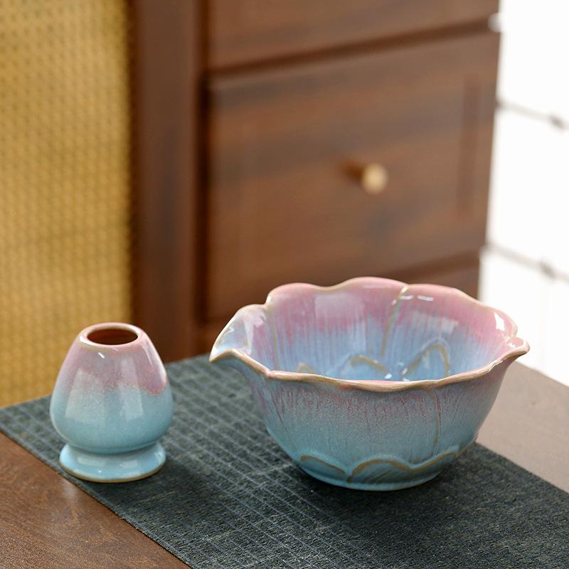 Japanese Style Ceramic Matcha Bowl Green Tea Chasen Holder Reusable Tea-Making Tools Teaware Sets Matcha Ceremony Accessories