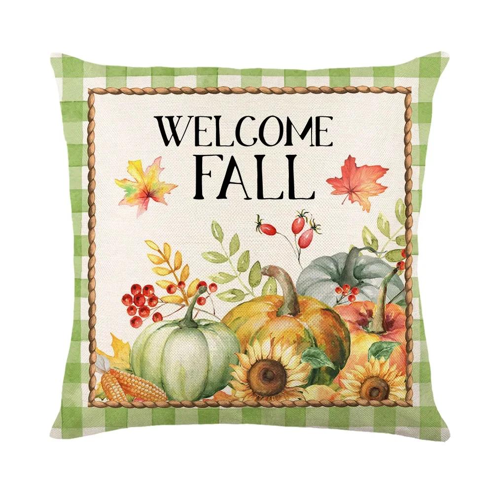 Herbst Herbst Kürbis Kissenbezug für Sofa Wurfkissenbezug Feiertag Leinen Kissenbezug Heimdekoration Erntedankfest