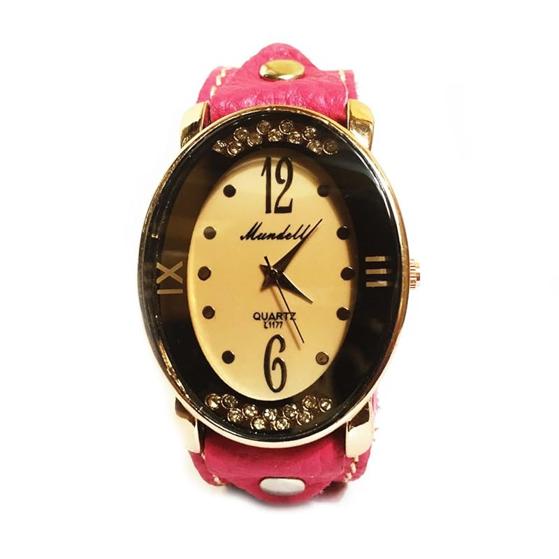 

oval leather belt watch gold roman numerals genuine leather rhinestone