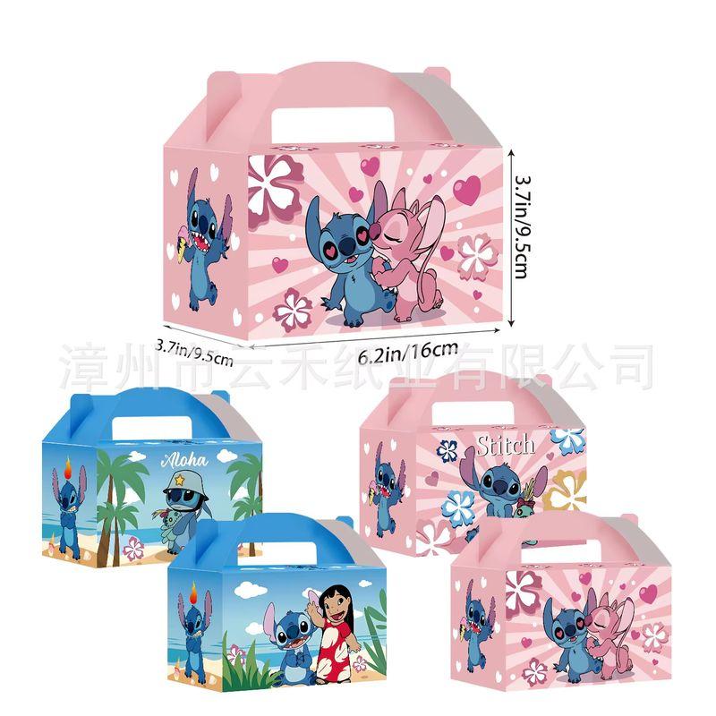 Heißes 12/24 Stück Set Stitch Engel Thema Figuren Süßigkeiten Hand-Held Papierbox Geschenkbeutel Cartoon Kinder Geburtstagsparty Geschenk Dekoration