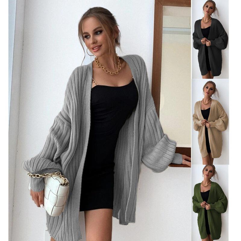 2025 Autumn/Winter Fashion Plus Size Batwing Sleeve Knitted Cardigan Sweater
