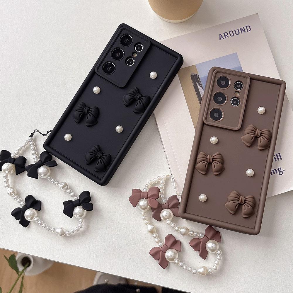 3D Bowknot Pearl Silicone Phone Case For Motorola Moto G85 G55 G45 G35 5G G84 G64 G54 G34 5G G24 Power G14 G04 G04S 4G G Pure