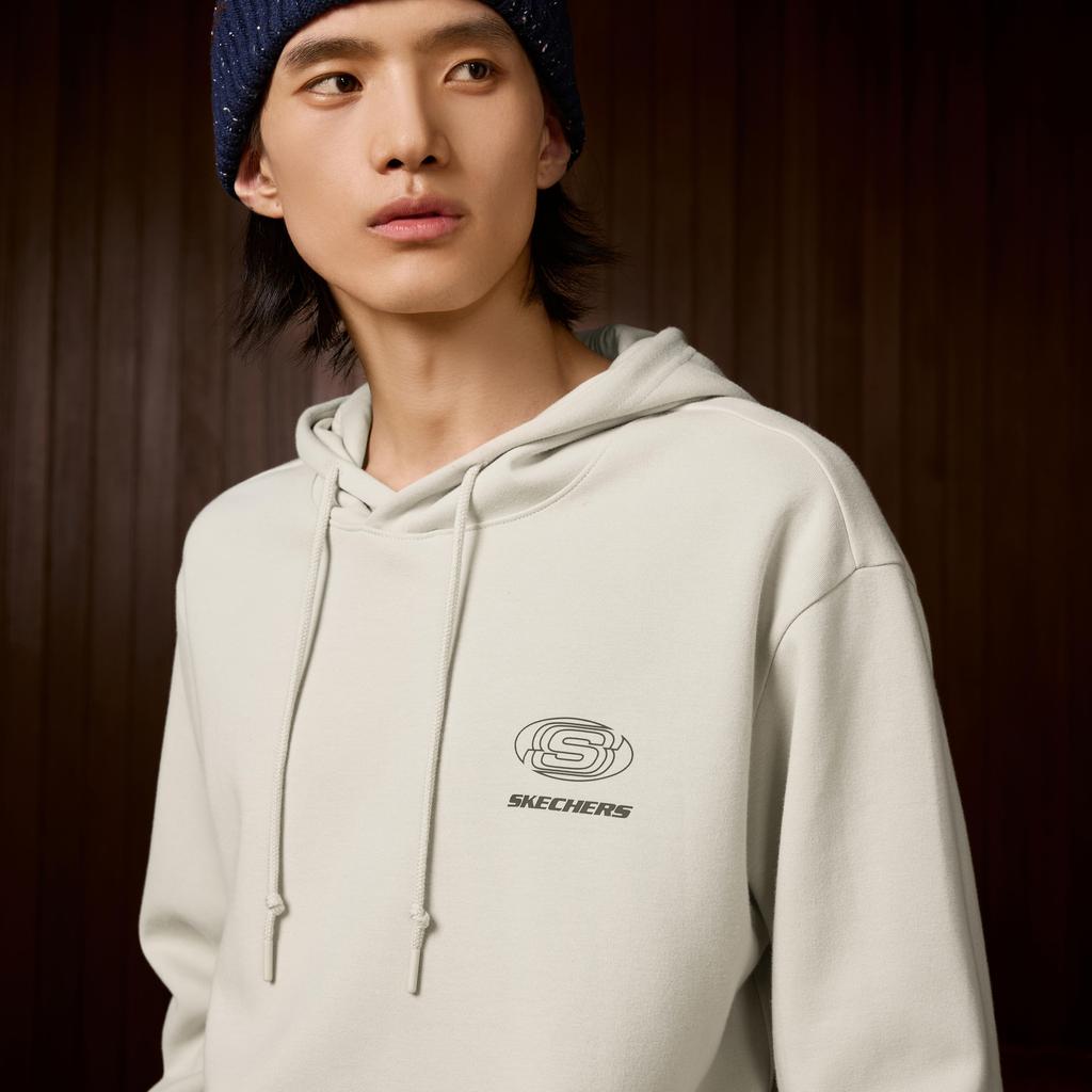 Skechers Pullover Hooded Comfortable Long Sleeve Sweatshirt Unisex sweatshirt Beige L324U099-0046