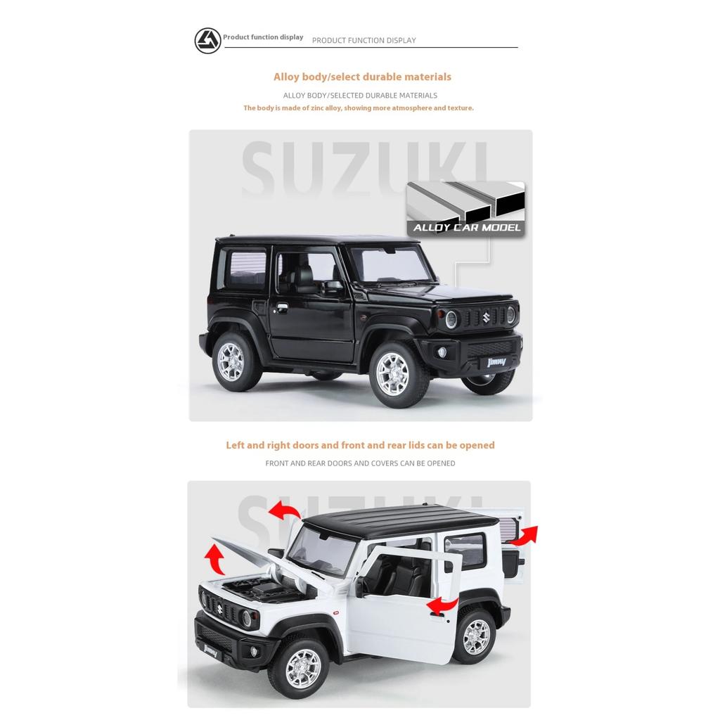 1/24 Suzuki Jimny Off Road SUV Alloy Diecast Model Vehicle Sound & Light Collection Display Hobby Decoration Gifts for Boyfriend