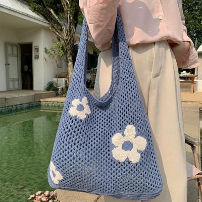 Knit Bag Summer All-in-one Large Capacity Shopping Bag Simple Woven Bag Mesh Hollowed Out Women's Shoulder Bag