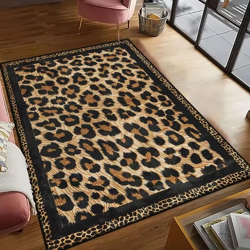 Classic Leopard Print Living Room Area Mat, Office Large Mat, Machine Washable Floor Mat, for Bedrooms, Outdoors, Room Supplies
